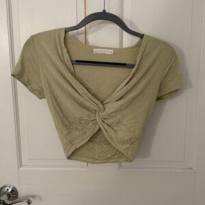 Olive Green Twist-Front Crop Top